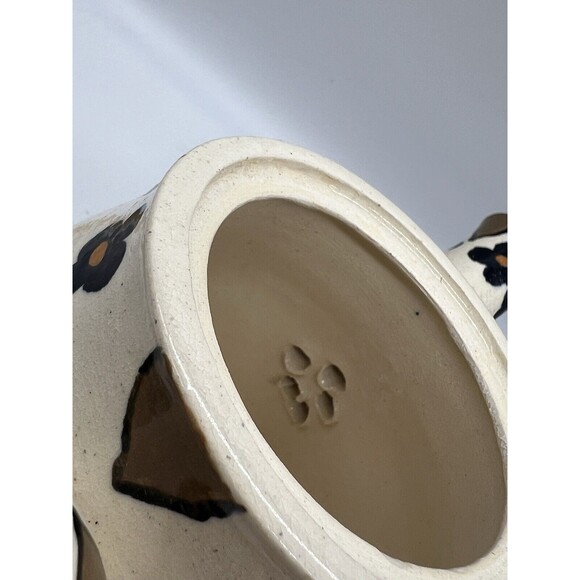 Artist Handmade Glazed Pottery Pitcher Butterfly Floral Design Spring Decor - Picture 16 of 16